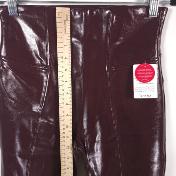 NWT SPANX Women’s Faux Patent Leather Liquid Gloss LEGGINGS 20301R Ruby MEDIUM - Picture 8 of 16